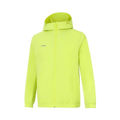 Li Ning Série Achat Groupé Logo Coupe-vent Sportif à Capuche Zippé Raglan Homme Vêtements d'Extérieur Jaune Vert Fluo AFDU627-5