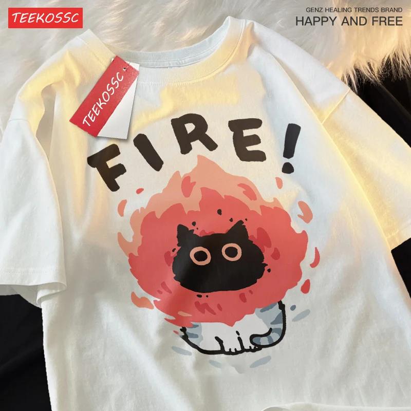 ZX Tee Fun And Cute Cat And Dog Pattern T-shirt Pure Loose Tshirt High-Quality T-Shirts Hip-Hop Cool Short Sleeved pro choice