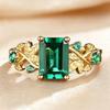 Europäischer und Amerikanischer Stil Quadratischer Smaragd Zirkon Ring Modisch Vielseitig Blume Damenring Neuer Schmuck
