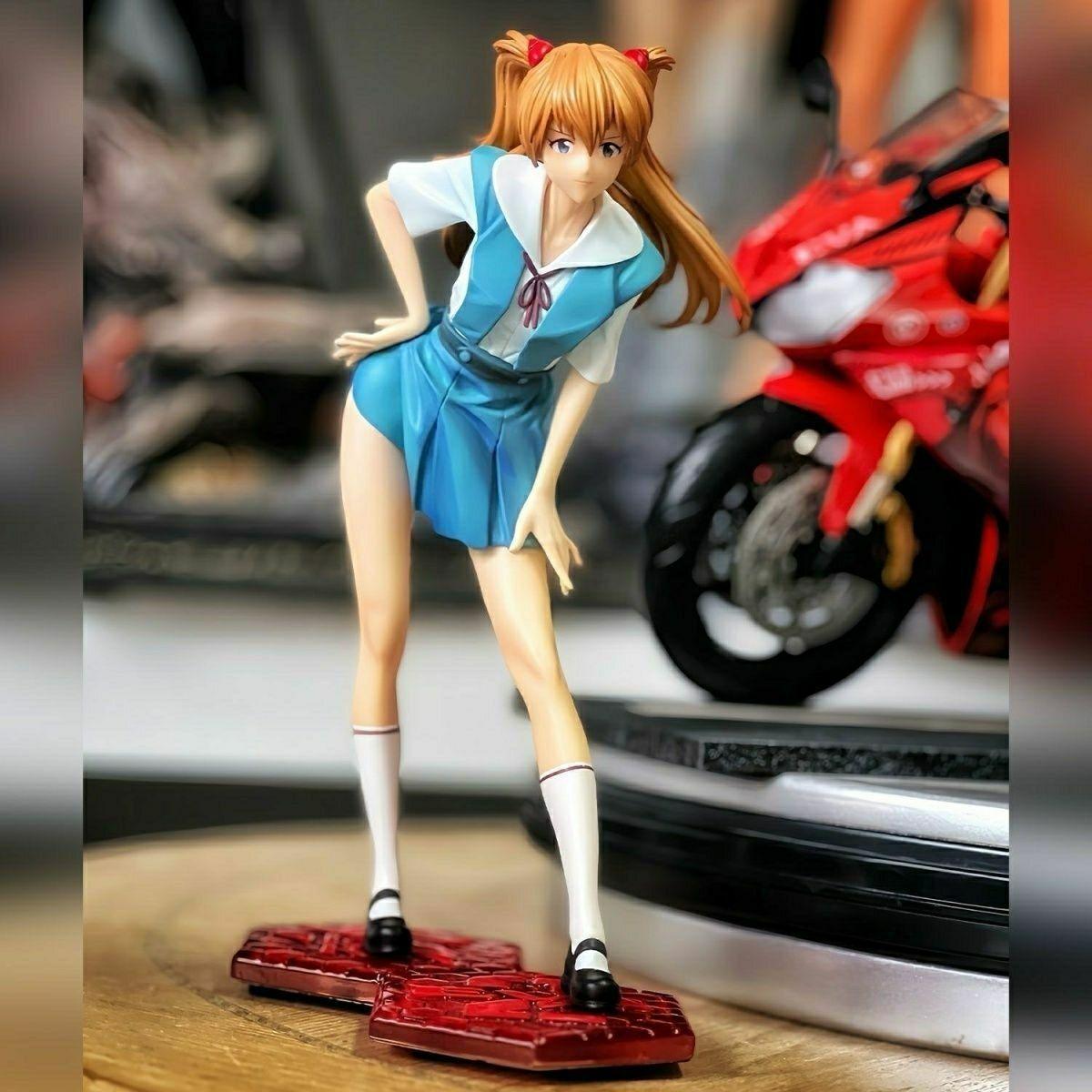 

Asuka Langley Soryu Figure School Uniform Girls Anime Figures Desk Decoration Doll Statue Collection Model Toys Kid Gift with box