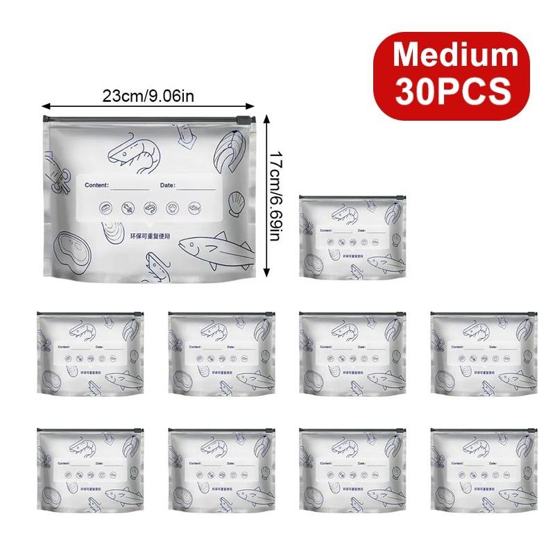 10Pcs/Set Aluminum Foil fresh-keeping Bag Sealed Antibacterial Refrigerator Food Freezing Storage Bag Zipper Seal