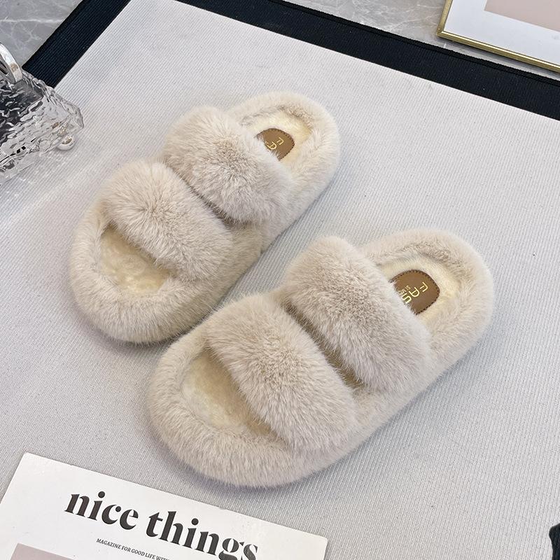 

2025 autumn and winter women wear thick bottom height increase small new fairy wind Internet celebrity Mao Mao cotton slippers 40 хаки