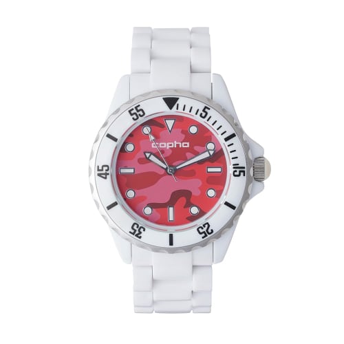 

COPHA SWAGGER-CAMO unisex watch, limited edition, diver s design, lightweight, durable quartz movement, officially imported, White-Red camouflage patt