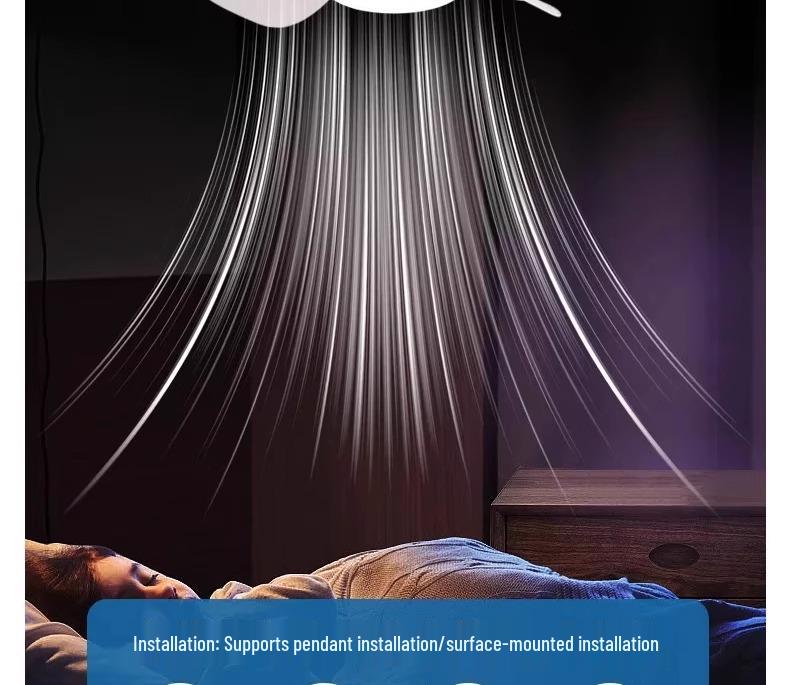 E27 Base Silent LED Ceiling Fan with Remote Control - Energy-Saving Light for Bedroom, Kitchen, Bathroom, Restaurant