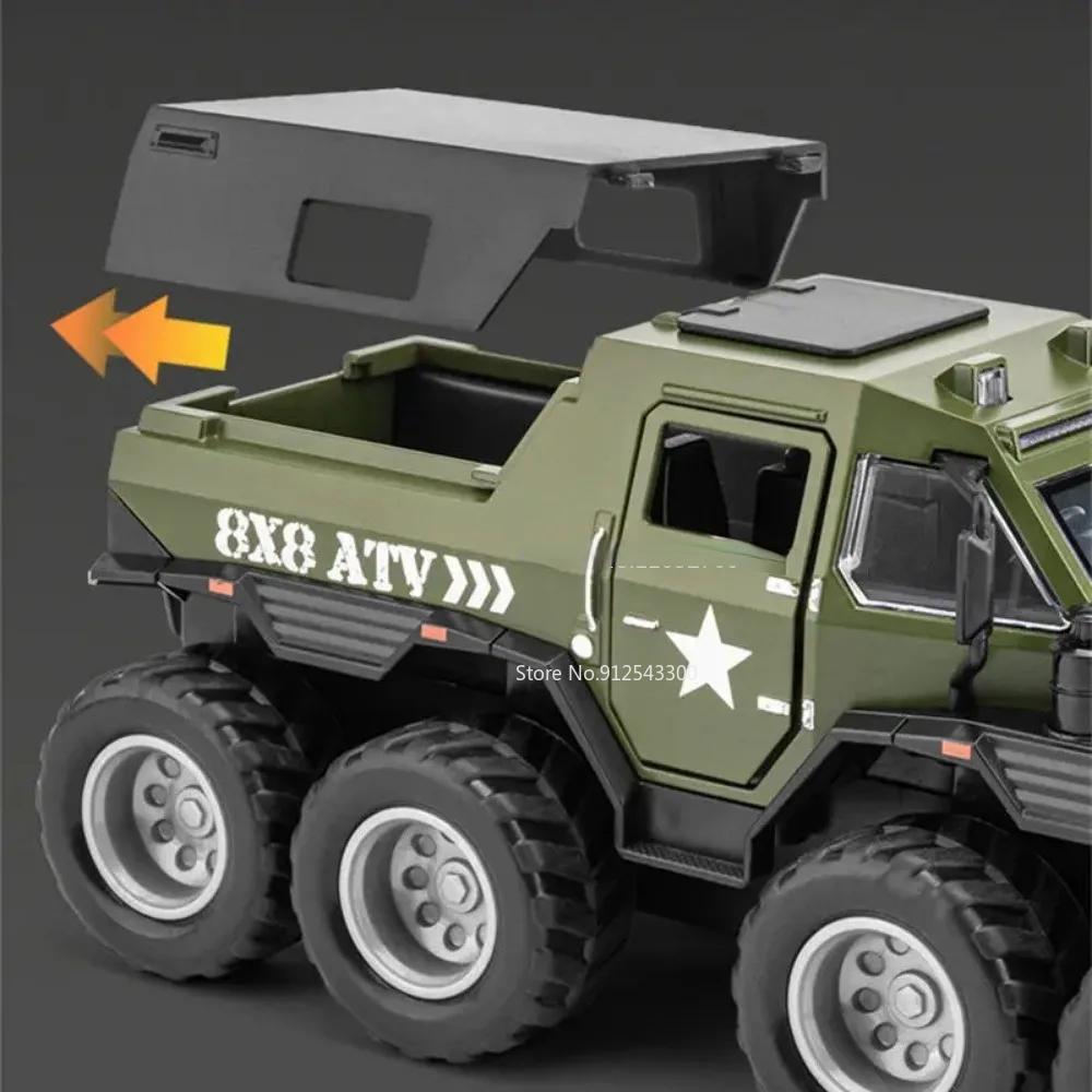 AAYE1 1/32 Russian Avtoros Shaman 8x8 ATV Alloy Model Toys Car Simulation Metal Diecast Sound And Light Vehicles Boys Collection Gifts