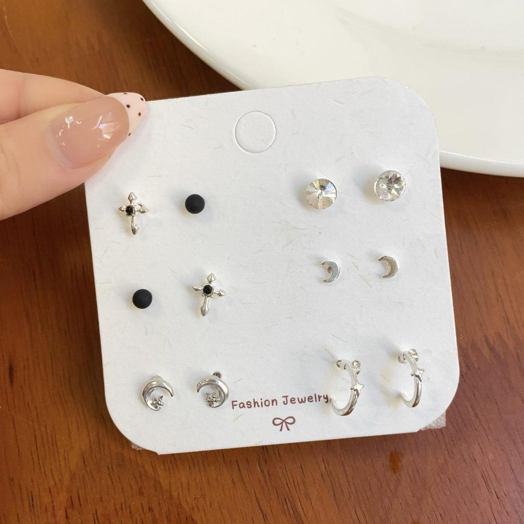 Gothic Punk Devil Cross Stud Earrings Set for Women - Sweet, Cool, and Spicy Design