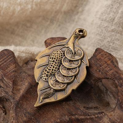 Brass Leaf Car Keychain Accessory by Yiye Shengcai