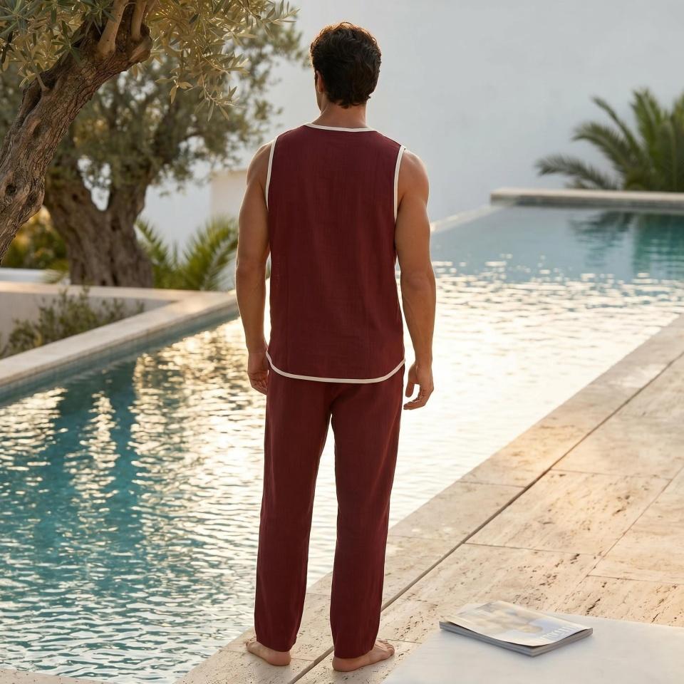 Vintage Men's Linen Tank Top Summer Beach Sleeveless Henley Shirts Hippie Boho Solid Vest Casual Loose Breathable Tops Male Clothes 2026