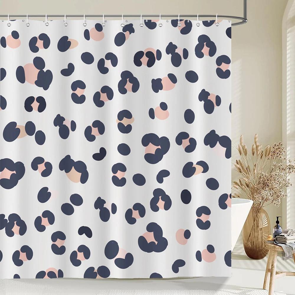 1PC leopard Printed Shower Curtain Home Bathroom Decoration Printing Polyester Fabric Modern Bath Curtains With Hooks