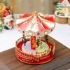 Christmas Carousel Music Box Ornaments Decor Rotating Carousel Lights Electric with Usb or Battery Xmas Music Box for Kids Gift