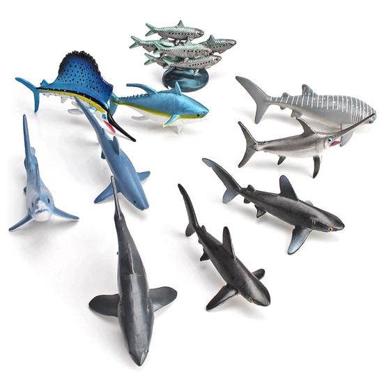 10Pcs/Set Animal Model Vivid Simulated PVC Great White Shark Simulation Animal Model for Kids