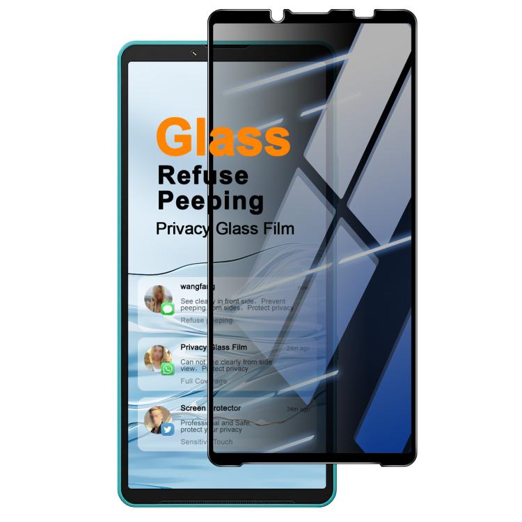 HD Full Screen Privacy Tempered Glass Film For Sony Xperia 10 VII / Xperia 10 VIII, Anti-Fingerprint Privacy Screen Protector