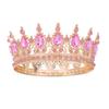 Pink Crystal Tiaras and Crowns Headband for Women Rhinestone Prom Diadem Bridal Wedding Hair Accessories Jewelry Crown Tiara