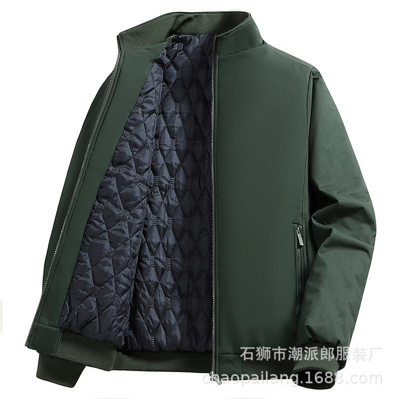 New High-end Executive Clothes Men's Warm Cotton-padded Clothes Medium and Old Autumn and Winter Fleece Thickened Plus Size Jacket