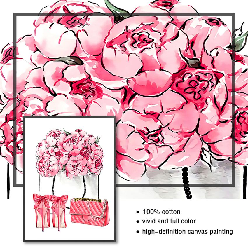 Și imprimă poze de perete pentru decor camera de zi Carte de modă Paris Parfum Rochie Ruj Artă de perete Pictură pe pânză Postere nordice