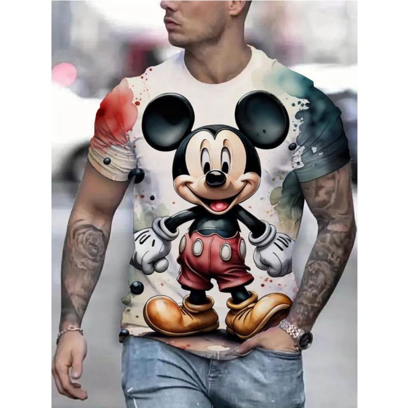 

Летние мужские повседневные футболки Disney Высокое качество Принт Микки Мауса Фирменные футболки Классические мужские повседневные с коротким рукавом Крутые топы XXS