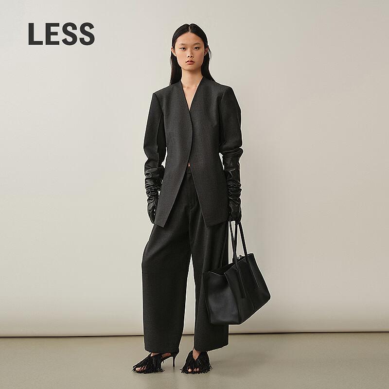 LESS Women's Loose-Fit Wool Wide-Leg Commuter Trousers