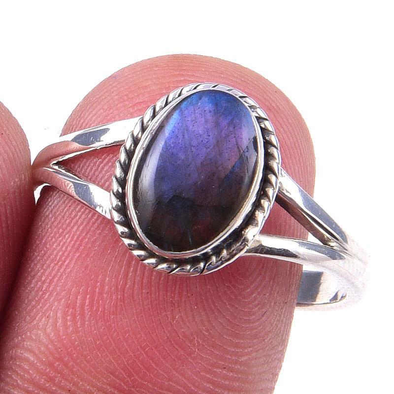 

Кольцо из чистого серебра 925 пробы с натуральным лабрадоритом, размер 9, l4p75