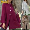 Jaquetas e casacos femininos vintage casual cor sólida estampa outono inverno manga comprida gola polo