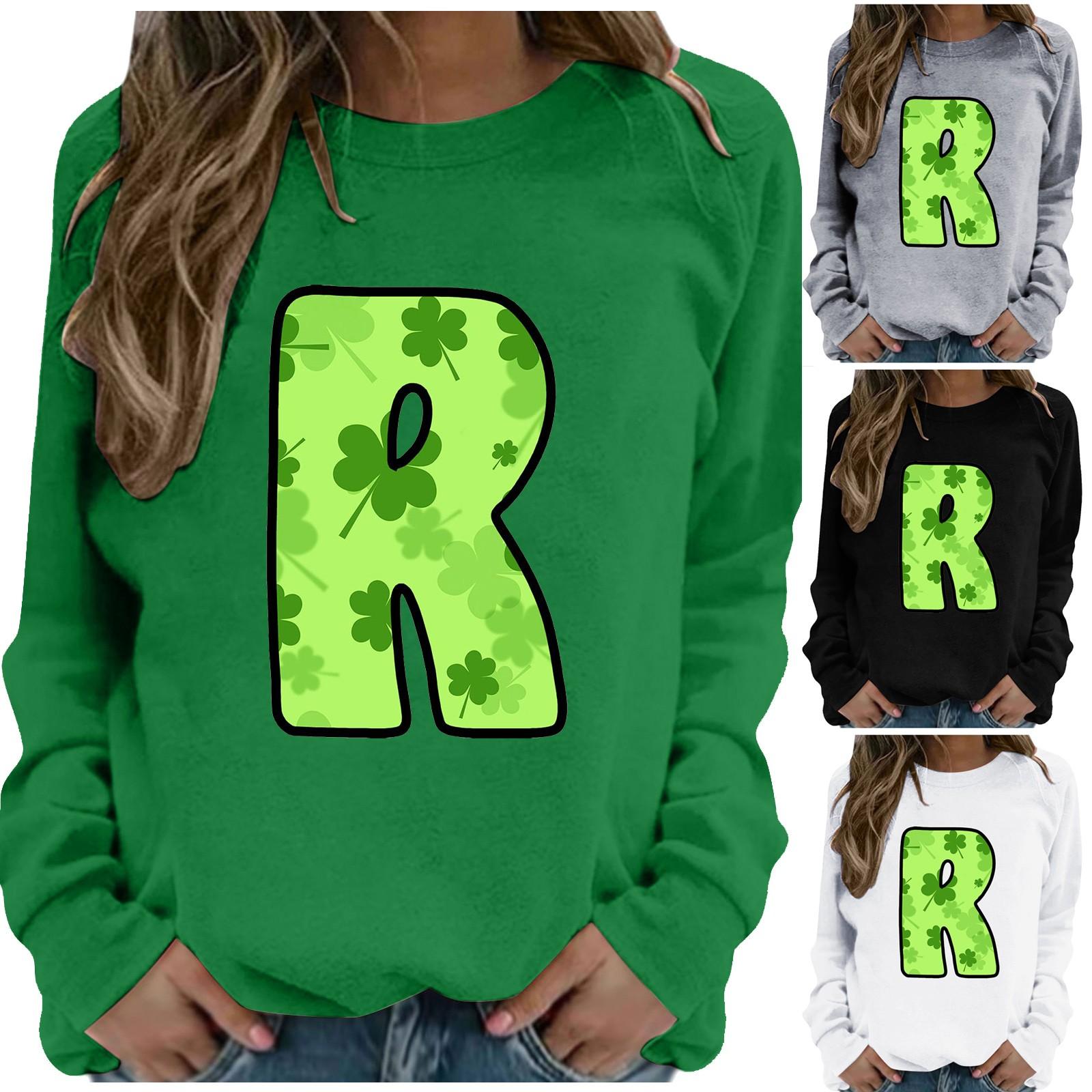 

Женский модный повседневный пуловер с длинным рукавом и принтом ко Дню Святого Патрика, пуловер с круглым вырезом, топ, блузка