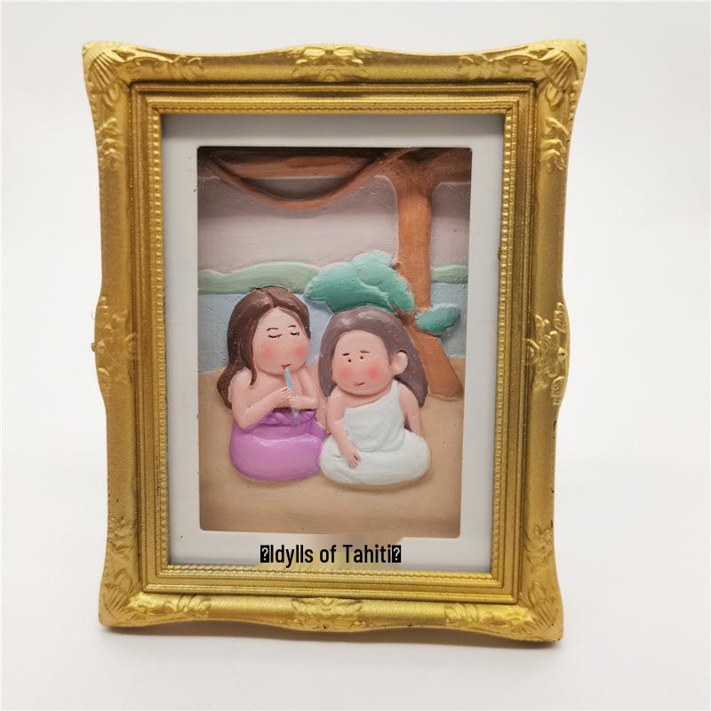 Hand-Painted 3D Refrigerator Magnet: Mona Lisa & Girl with a Pearl Earring Ornament