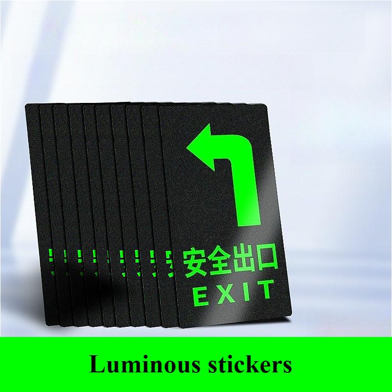 Leuchtsticker Sicherheitsausgangsanweisungsschilder Leuchtsticker Wandsticker Leuchtet im Dunkeln Sticker Einkaufszentrum Sicherheitswarnwerkzeuge