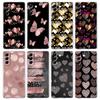 Gold Pink Rose Glitter Hearts Phone Case For Samsung Galaxy S24 Ultra S23 FE S22 S20 S21 5G S10 S9 Plus S10E S8 Soft Clear Cover