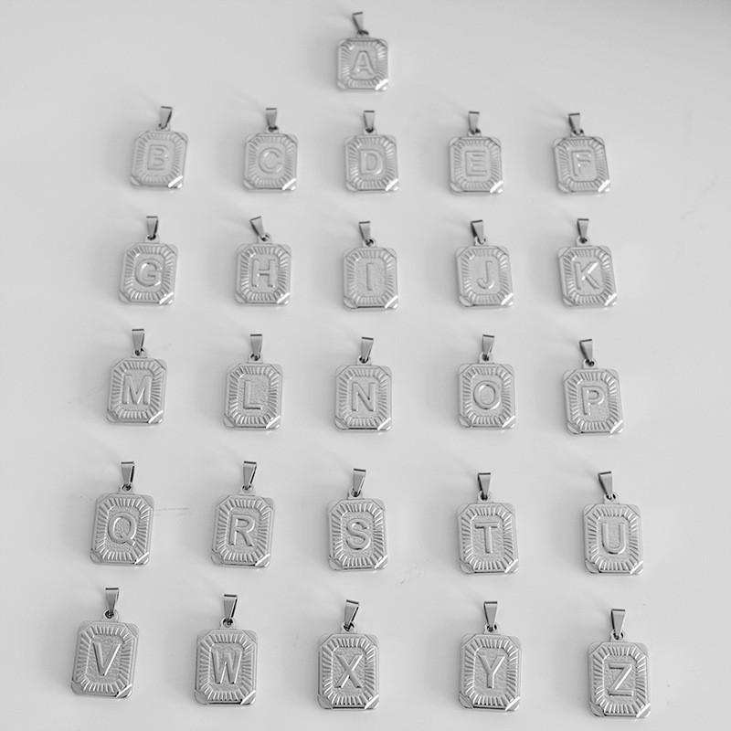 Квадратная двухсторонняя подвеска с английской буквой из 18-каратного золота для мужчин, ожерелье из титановой стали 18K Gold