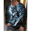 Men's Long Sleeves T-Shirt Animal Wolf Pattern 3D Print Tops Tees Fashion Casual Oversized T Shirt Men Clothing