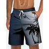 Summer Men's Tropical Floral Print Beach Shorts Quick Dry Drawstring Swim Trunks