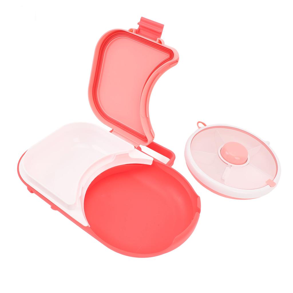 Snack Rotating Container with Lid Sealed Plastic Rotating Snack Storage Box for Outdoor Coral Pink