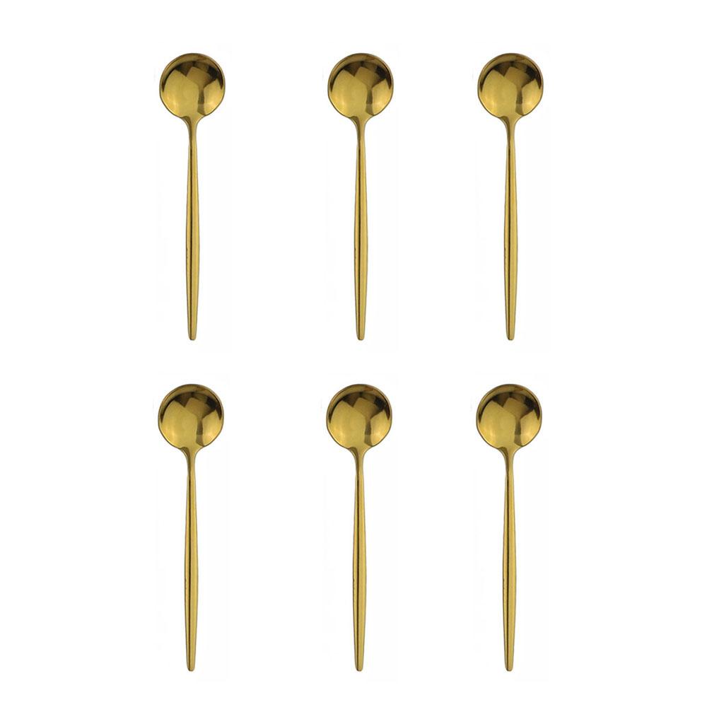 

6pcs Mini Stirring Spoons For Coffee Tea Stainless Steel Small Spoons for Sauce Salt Sugar Black Gold Tea Spoon Set Tableware золотий