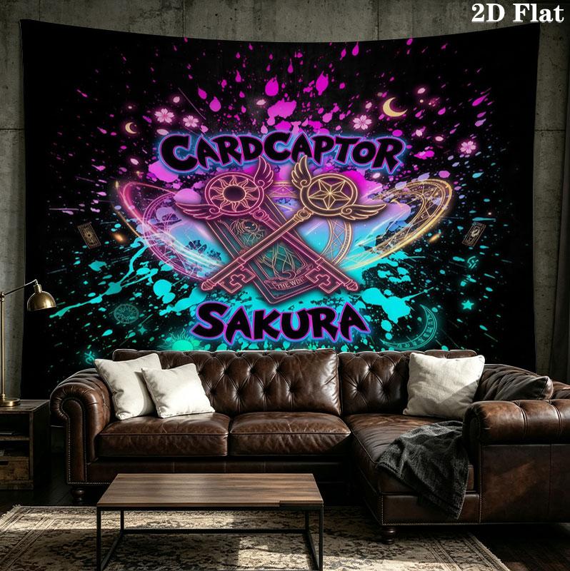 Cardcaptor Sakura Wall Tapestry Aesthetic Wall Hanging Printed Fabric Blanket Decorative Tapestries For Bedroom Living Room Home Decor