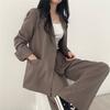 Womes Retro Blazer Suit With Pockets Polyester Fabric For Office Wear