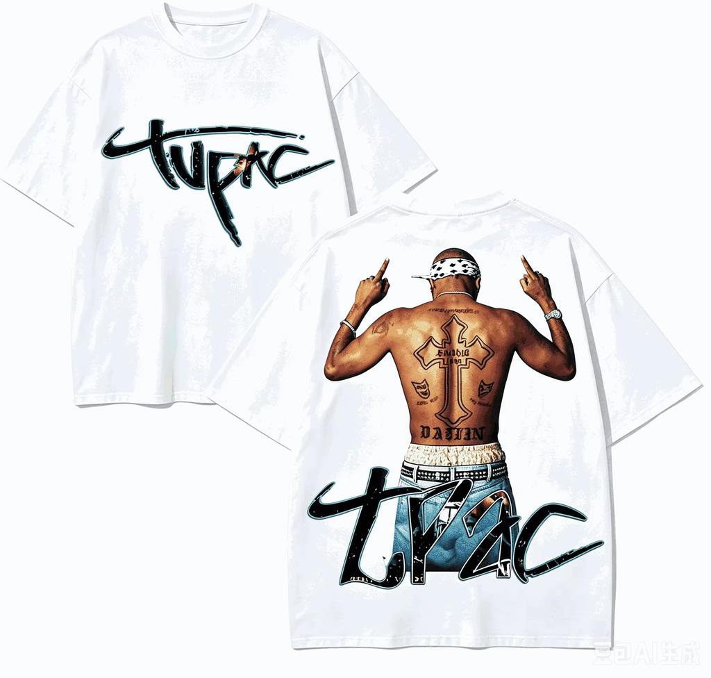 Tupac Shakur Fan Geschenk T-Shirt Unisex Harajuku Stil Locker Neutral Kurzarm Streetwear Hohe Qualität Weich Klassisch Paare Oberteil Damen und Herren T-Shirt