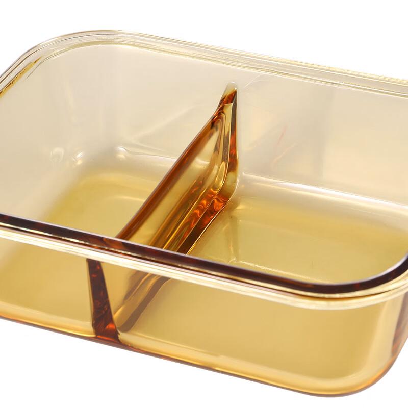 LOCK&LOCK Retro Amber Glass 2-Compartment Food Container