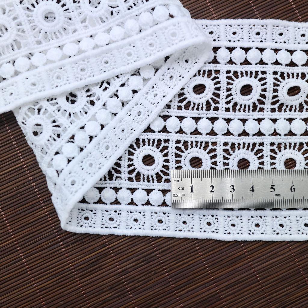 Bilateral Symmetrical Milk Silk Water-Soluble Lace, Circle Hollow Embroidered Dress Lace Cheongsam Skirt Handmade Accessories