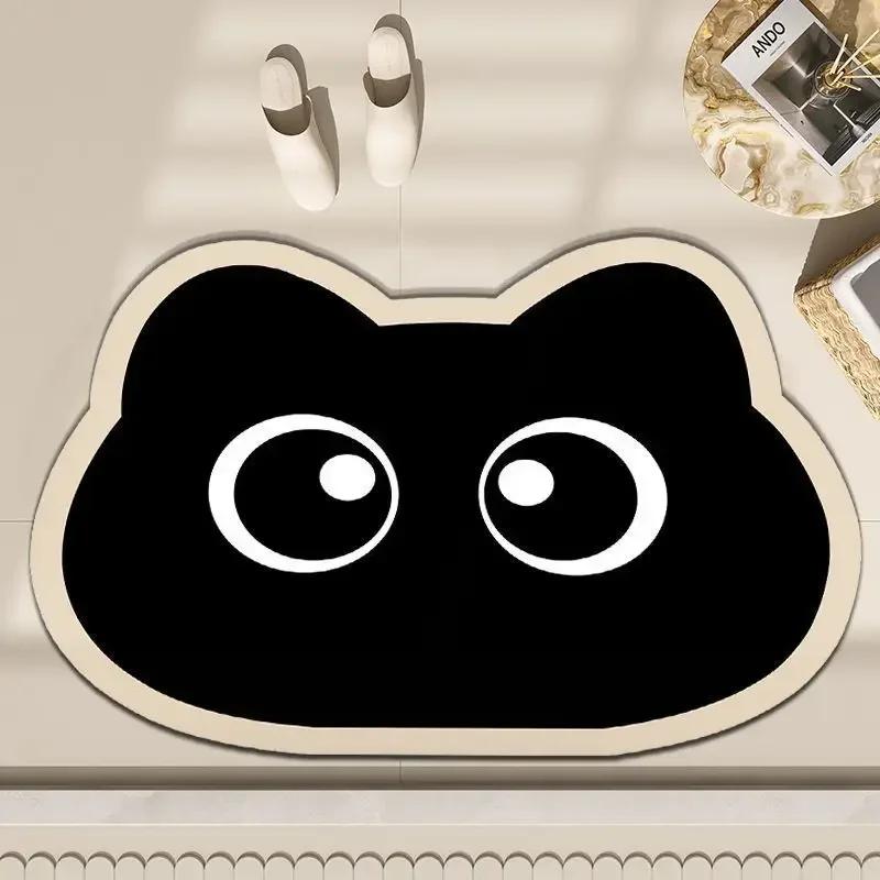 Creative Cartoon Cat Diatom Mat Soft Bathroom Mat Quick-drying Non-slip Super Absorbent Shower Floor Carpet Home Decoration