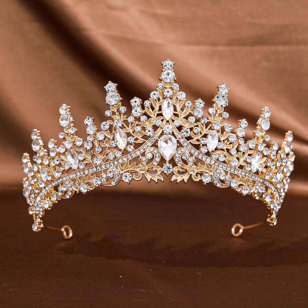1 Stück Goldene Barockkristall-Diademe und Kronen für Frauen Braut Strass Prom Diadem Stirnband Braut Hochzeit Haarschmuck