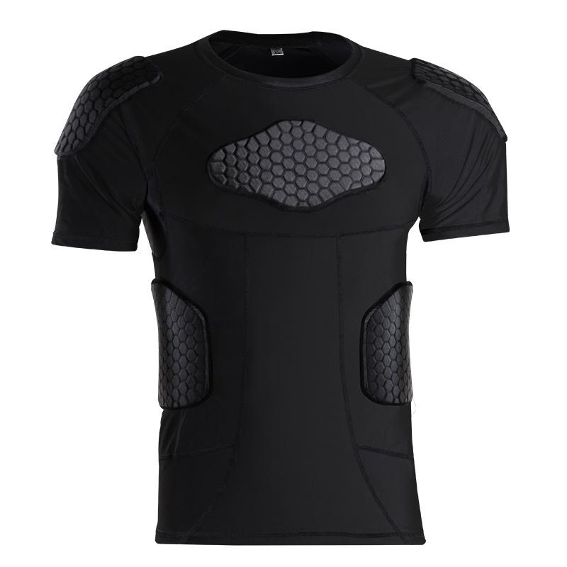 Adult Tight-Fit Shoulder Pad Protection Shirt for Rugby, Basketball, and Football Training