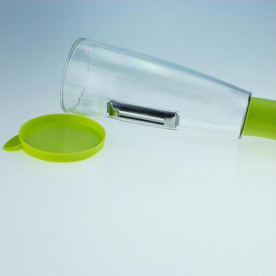 Éplucheur de légumes pratique avec fonction de rangement, grattoir à fruits manuel en plastique, éplucheur d'aliments polyvalent pour la maison