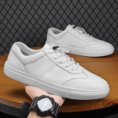 Newest Leather Lace-Up Men Casual Shoes Hand-Stitched White Men'S Shoes Skateboard Tenis Footwear Man Sneakers Fashion Canvas Shoes