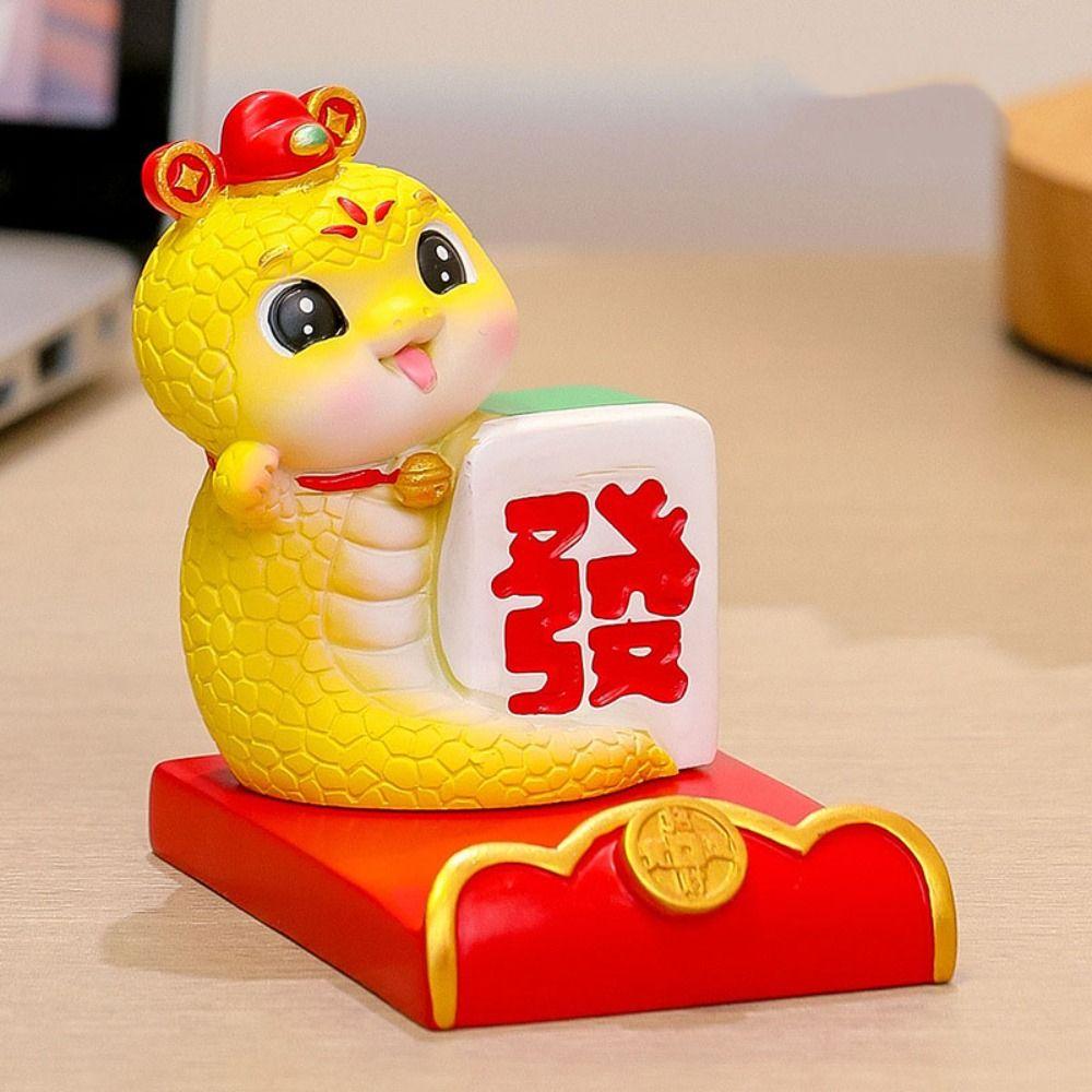 Resin Craft Mobile Phone Bracket Ornaments Slot Design Cute Cell Phone Holder  Spring Festival