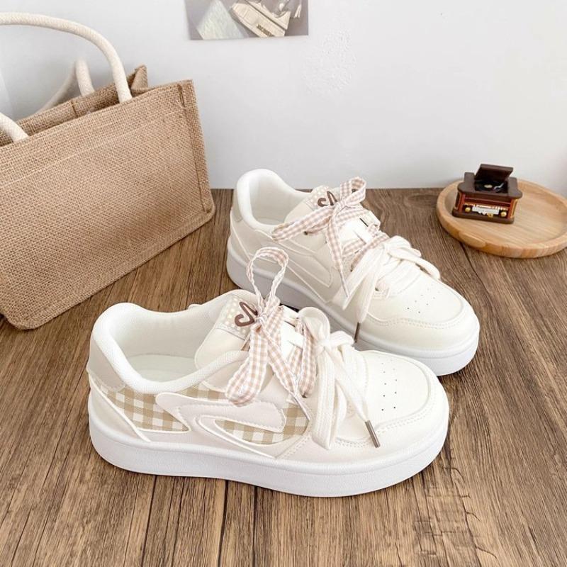 College style bread shoes autumn new plaid pair of shoelaces thick baseplate shoes fashion versatile casual shoes women