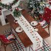 Christmas Table Runner Lace with Tassels, Embroidered Festive Dining Decorative Cover, Cover for Holiday Parties Tablecloths