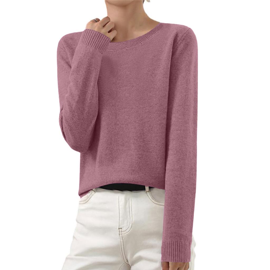 Women's Casual Long Sleeve Crew Neck Knit Sweater Soft, Comfortable and Stylish Pullover for Everyday Wear