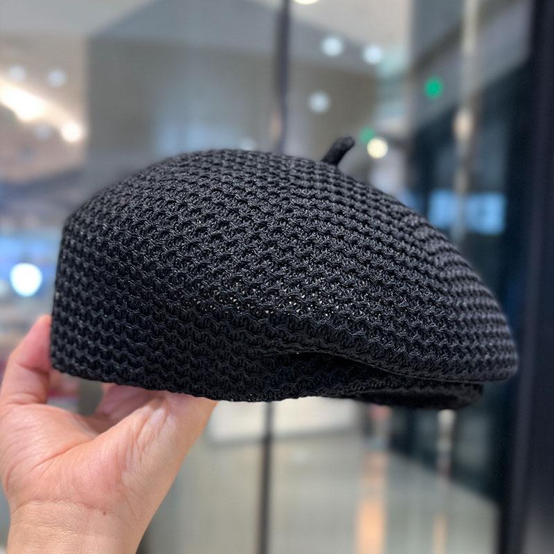 

Жіночий дихаючий в язаний берет Panam, модна та елегантна дитяча шапка Painter Newspaper H 56-58cm чорний