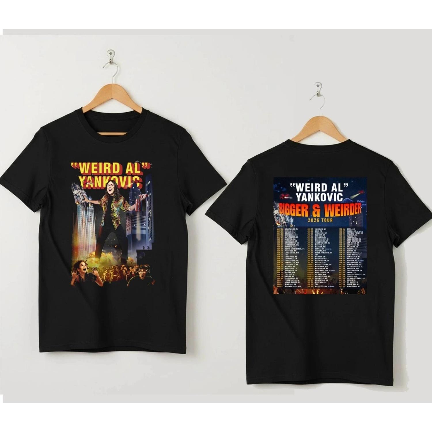 

Weird Al Jankovic Bigger and Weirder 2026 Tour T-shirt Daily Outdoor Retro Male and Female Fan Printed T-shirt S чёрный