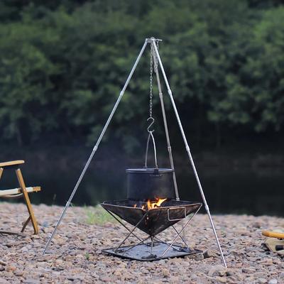 Camping Campfire Hanging Pot Tripod Outdoor Cooking Utensil Picnic Cooking Pot Burning Grill Aluminum Alloy Tripod
