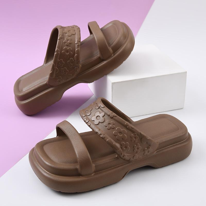 Two Women with Sandals Fashion Trend Heightened Platform Eva Household Slippers Summer Wear Non-slip Beach Sandals